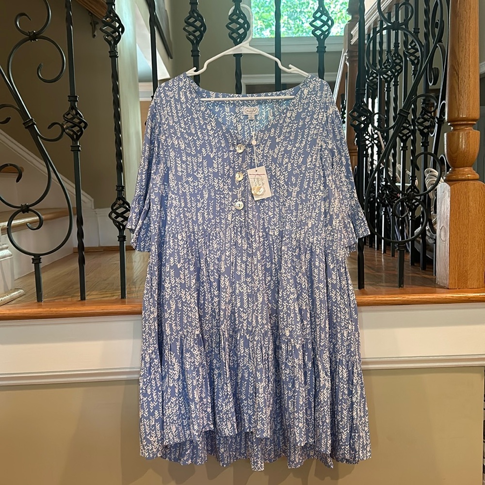 Mudpie blue dress, size large, NWT